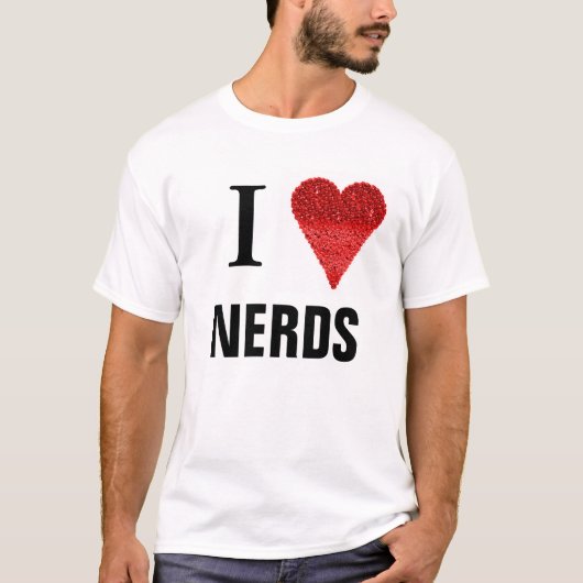 I Love Nerds Red Heart Shape T-Shirt (Voorkant)