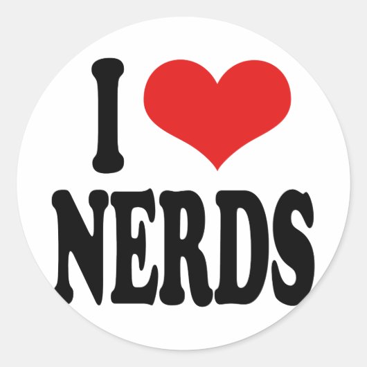 I Love Nerds Ronde Sticker (Voorkant)
