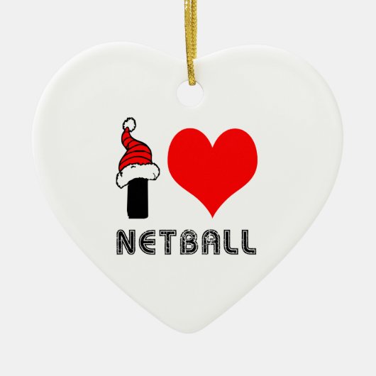 I Love Netball Design Keramisch Ornament (Voorkant)