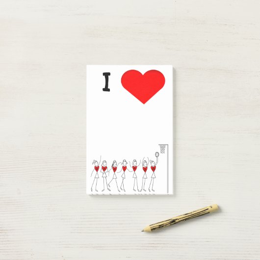 I Love Netball Positions Stick Figures Post-it® Notes (Op bureau)