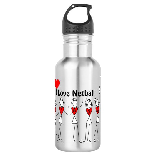 I Love Netball Positions Stick Figures Waterfles (Voorkant)