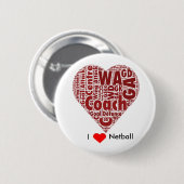 I Love Netball Word Art Design Ronde Button 5,7 Cm (Voorkant /achterkant)