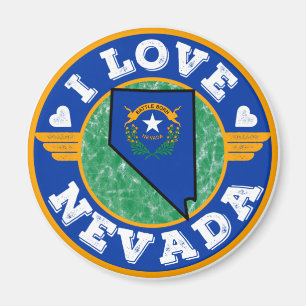 I Love Nevada State Map and Flag Magneet