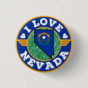 I Love Nevada State Map and Flag Ronde Button 3,2 Cm