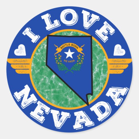 I Love Nevada State Map and Flag Ronde Sticker (Voorkant)