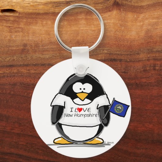 I Love New Hampshire Penguin Sleutelhanger (Voorkant)