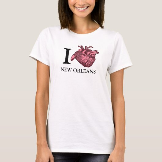 I Love New Orleans anatomisch correct hart t-shirt (Voorkant)