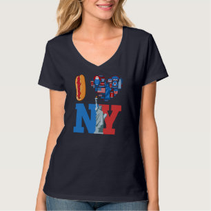 I Love New York NY souvenir Gift Hot dogs pizza vo T-shirt