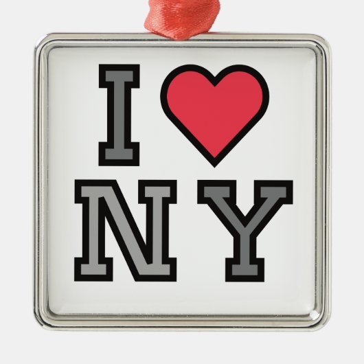 I Love New York - Ornament Wit Rood & Grijs (Voorkant)