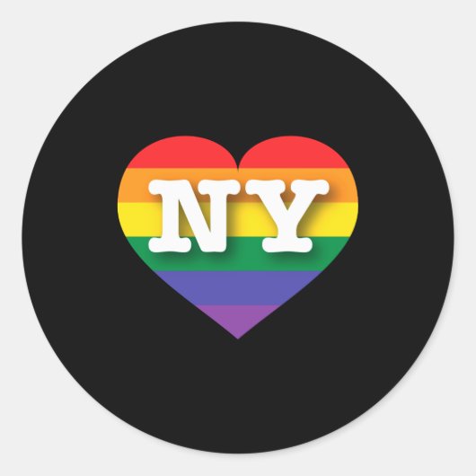 I Love New York Rainbow Heart  Ronde Sticker (Voorkant)