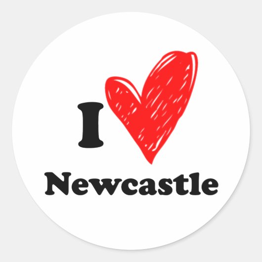 I Love Newcastle Ronde Sticker (Voorkant)