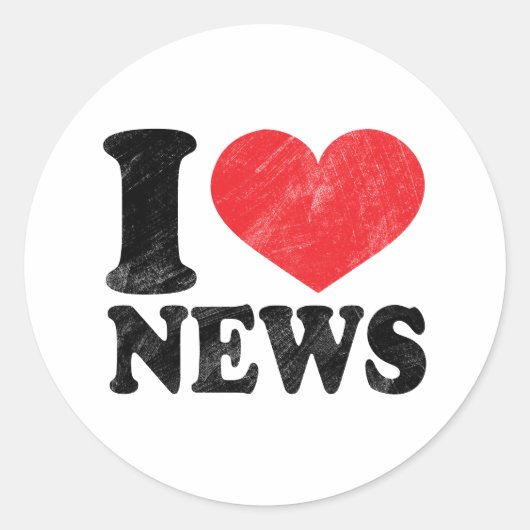 I Love News Ronde Sticker (Voorkant)