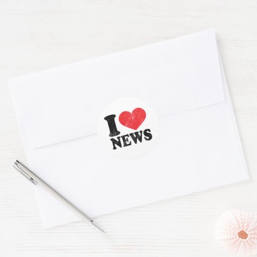 I Love News Ronde Sticker (Envelop)