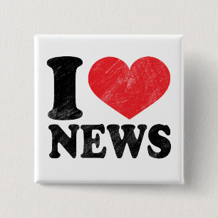 I Love News Vierkante Button 5,1 Cm