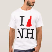 I Love NH New Hampshire T-Shirt (Voorkant)