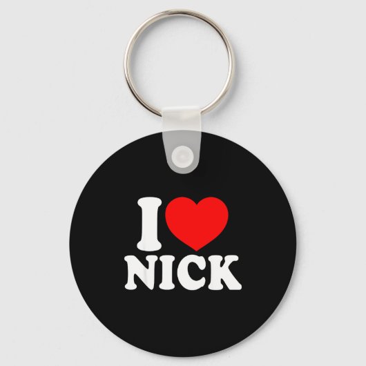 I Love Nick, I Heart Nick Name, Red Heart Valentin Sleutelhanger (Voorkant)