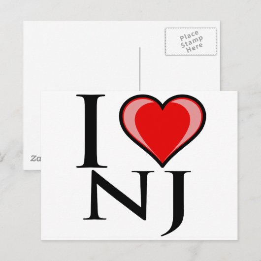 I Love NJ - New Jersey Briefkaart (Voorkant / Achterkant)