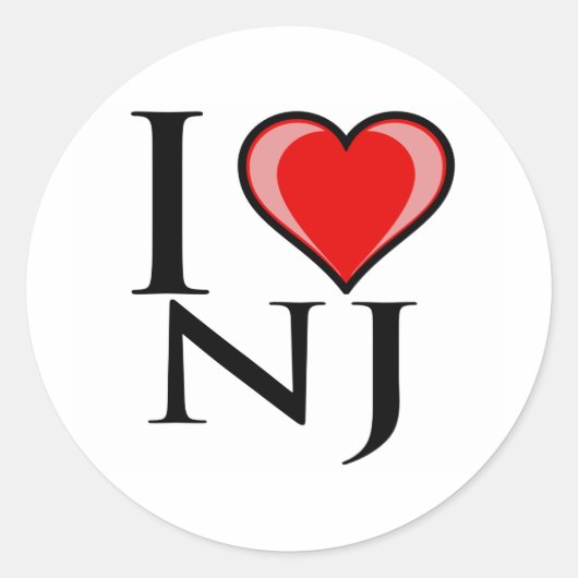 I Love NJ - New Jersey Ronde Sticker (Voorkant)