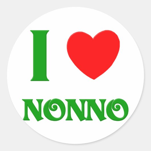 I Love Nonno (Italiaanse grootvader) Ronde Sticker (Voorkant)