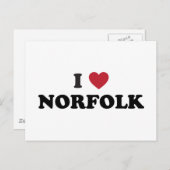 I Love Norfolk Virginia Briefkaart (Voorkant / Achterkant)