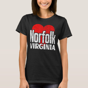 I Love Norfolk Virginia Retro Big Heart Norfolk Va T-shirt