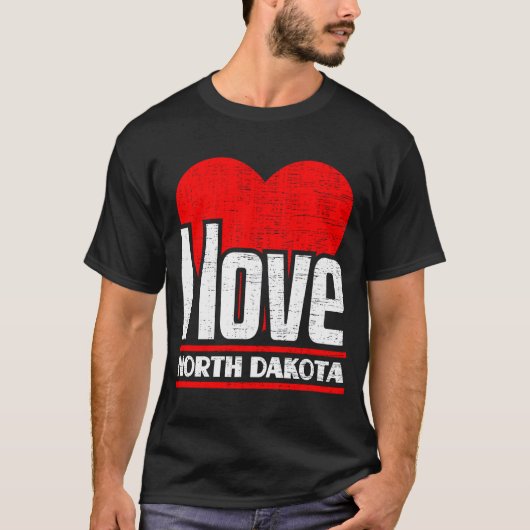 I Love North Dakota Best Home State I Heart North T-shirt (Voorkant)