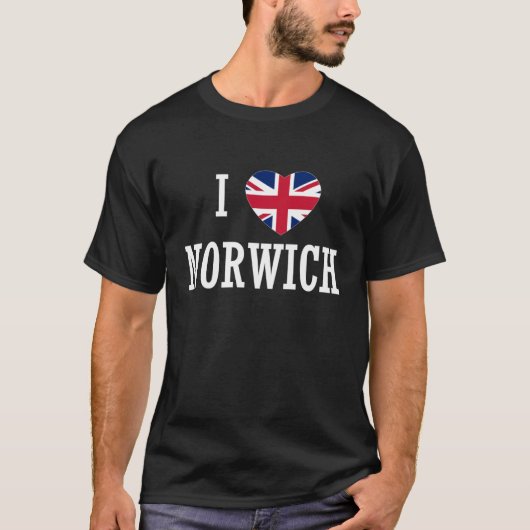 I Love Norwich England Union Jack Flag Heart Engli T-shirt (Voorkant)