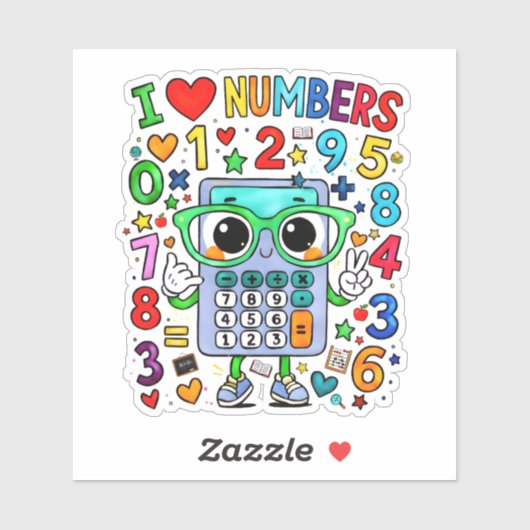 I Love Numbers Cute Math Sticker for Kids (Vel)