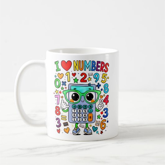 I Love Numbers Cute Maths Calculator Mug Koffiemok (Links)