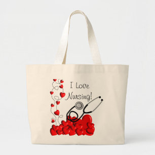 I Love Nursing Canvas tas