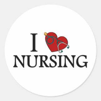 I Love Nursing Ronde Sticker