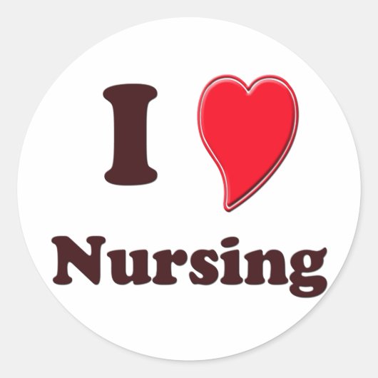 I Love Nursing Ronde Sticker (Voorkant)