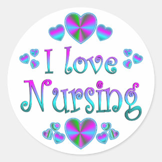 I Love Nursing Ronde Sticker