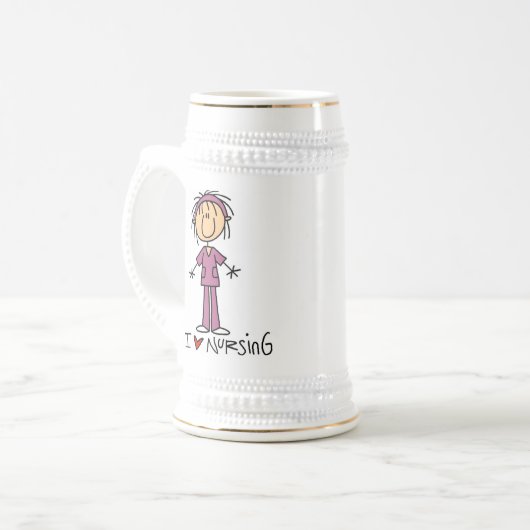 I Love Nursing T-shirts and Gifts Bierpul (Voorkant links)