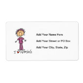 I Love Nursing T-shirts and Gifts Etiket (Voorkant)