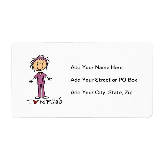 I Love Nursing T-shirts and Gifts Etiket (Voorkant)