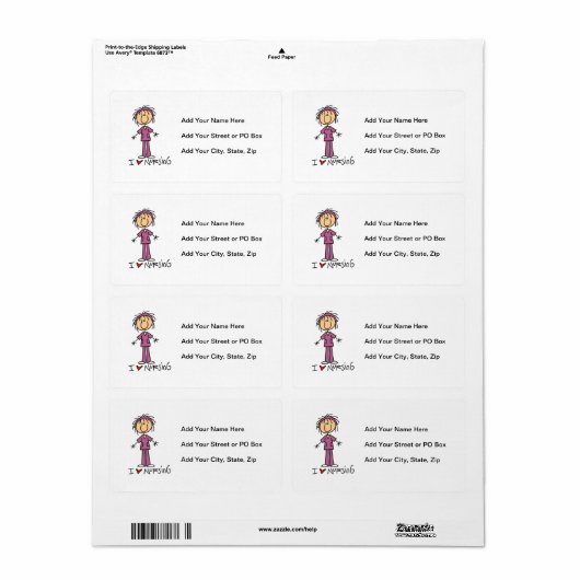 I Love Nursing T-shirts and Gifts Etiket (Full Sheet)