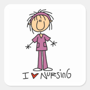 I Love Nursing T-shirts and Gifts Vierkante Sticker