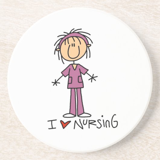 I Love Nursing T-shirts and Gifts Zandsteen Onderzetter (Voorkant)
