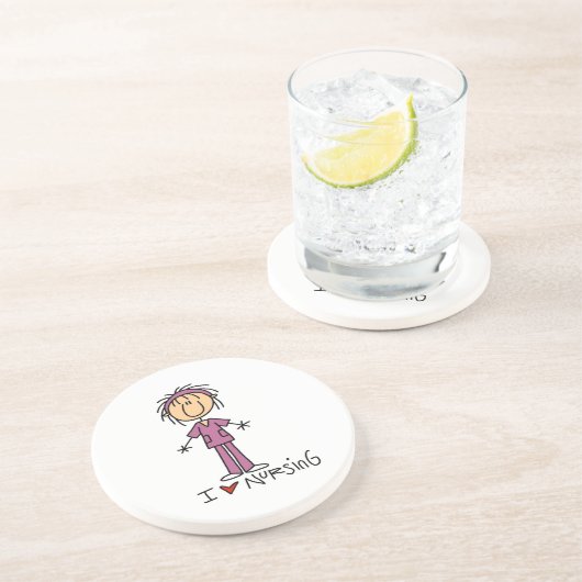 I Love Nursing T-shirts and Gifts Zandsteen Onderzetter (Zijkant)