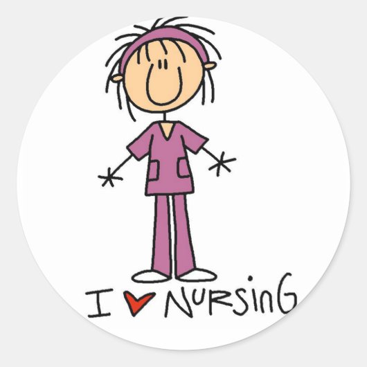 I Love Nursing Tshirts and Gifts Ronde Sticker (Voorkant)