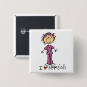 I Love Nursing Tshirts and Gifts Vierkante Button 5,1 Cm (Voorkant /achterkant)