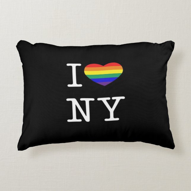 I Love NY - Gay Pride Rainbow Heart Classic Accent Kussen (Voorkant)