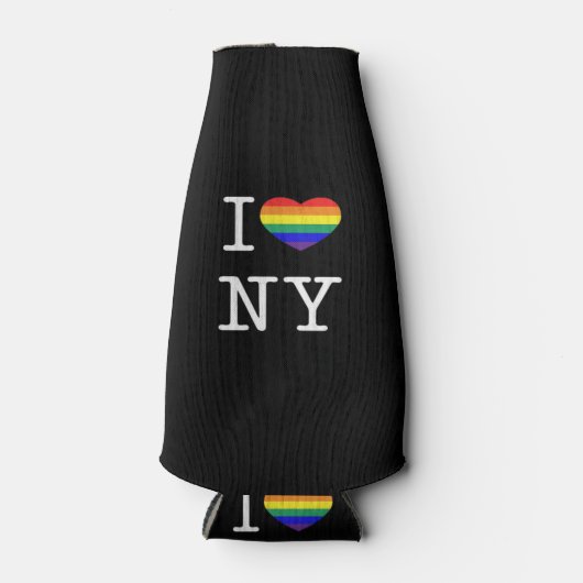 I Love NY - Gay Pride Rainbow Heart Classic Flesjeskoeler (Voorkant)