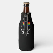 I Love NY - Gay Pride Rainbow Heart Classic Flesjeskoeler (Fles Achterkant)