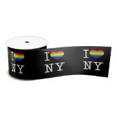 I Love NY - Gay Pride Rainbow Heart Classic  Satijnen Lint (Spoel)