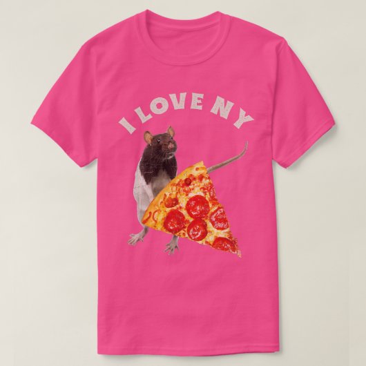 I Love NY Pizza and Mouse lover Pizza Rats Funny D T-shirt (Design voorkant)