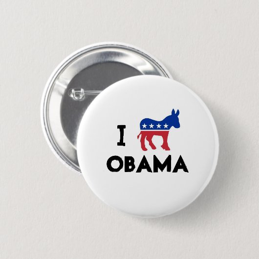 I Love Obama Donkey Button (Voorkant /achterkant)