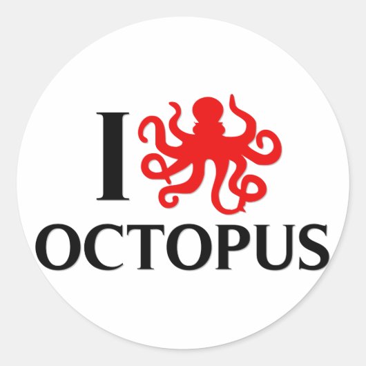 I Love Octopus Ronde Sticker (Voorkant)