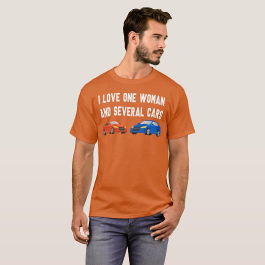 I Love One And Several Cars Cars Auto S retro T-shirt (Voorkant volledig)